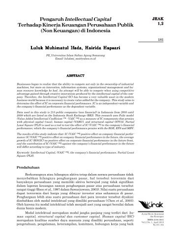 Pengaruh Intellectual Capital - Scientific Journal UMM