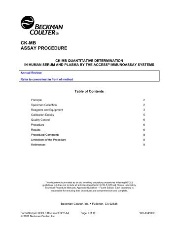 Beckman CKMB procedure modified Feb2013