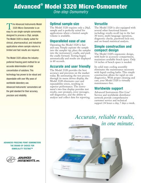 Advanced® Model 3320 Micro-Osmometer