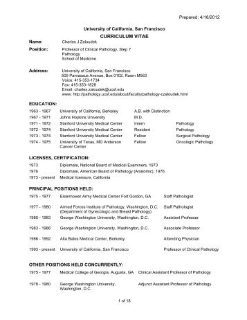 Detailed CV - Departments of Pathology and Laboratory Medicine ...