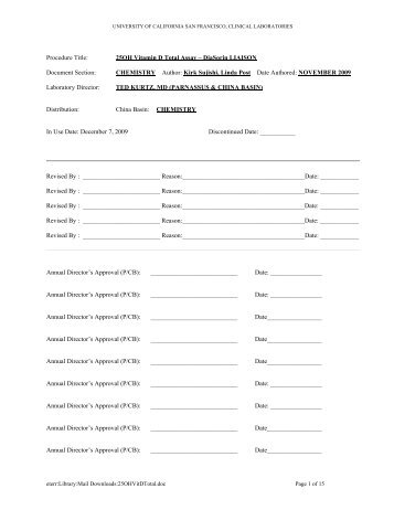 25OH Vitamin D Total Assay - University of California, San Francisco