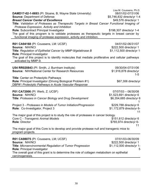 Coussens CV 11-10 - Departments of Pathology and Laboratory ...