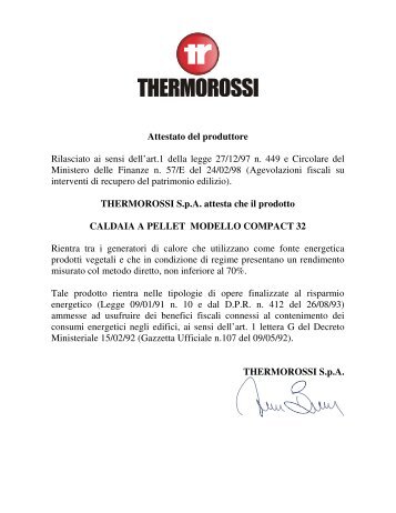 Scarica il certificato - Thermorossi SpA