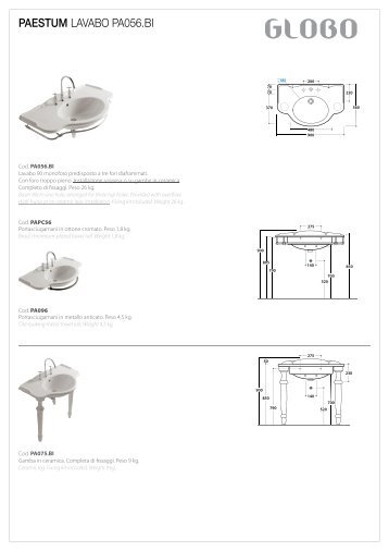 PAESTUM LAVABO PA056.BI - Ceramica Globo