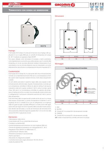 Dimensioni Montaggio Impiego Caratteristiche Dati tecnici - CLLAT.IT