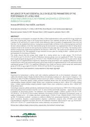 influence of plant essential oils on selected parameters