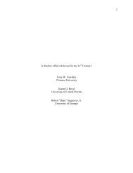 Is Student Affairs Relevant for the 21st Century? Tony W. Cawthon ...