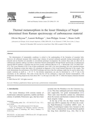 Thermal metamorphism in the lesser Himalaya of Nepal determined ...