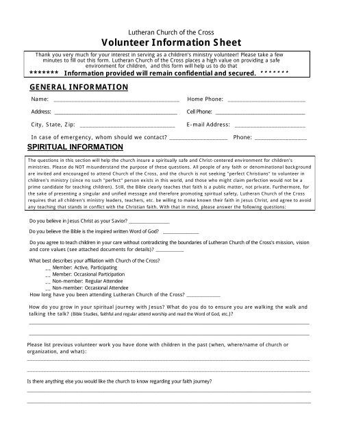 Volunteer Form - Stablerack