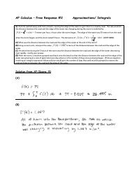 AP Calculus – Free Response #2 Approximations/ Integrals