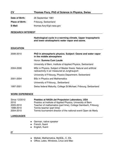 Scientific phd resume