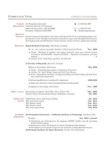 Curriculum Vitae - Science - NASA