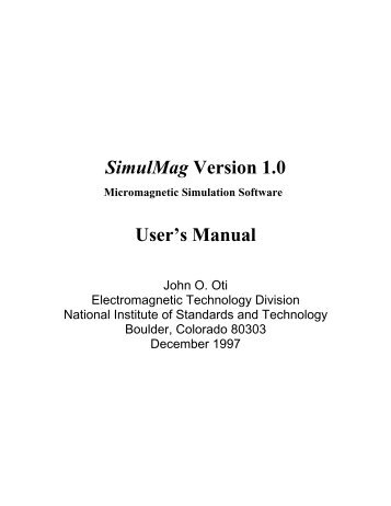 SimulMag Version 1.0 - National Institute of Standards and ...