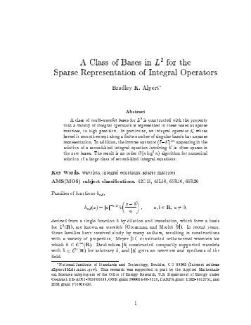 A Class of Bases in L2 for the Sparse Representation of ... - CiteSeerX