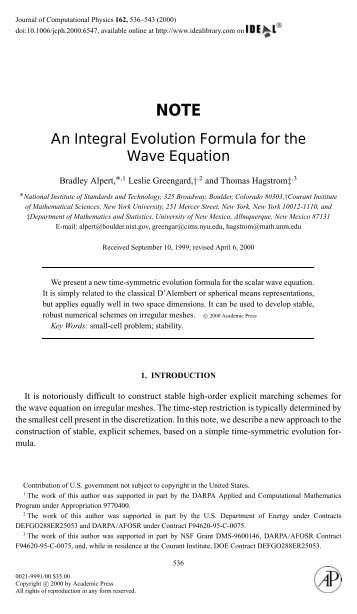 An Integral Evolution Formula for the Wave Equation