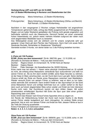 Herbstprüfung (JZP und AZP) - Jagdspaniel-Klub e.V.