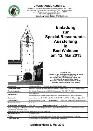 Einladung zur Spezial-Rassehunde- Ausstellung in Bad Waldsee ...