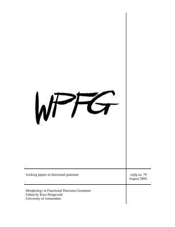 working papers in functional grammar wpfg no. 79 August 2004 ...