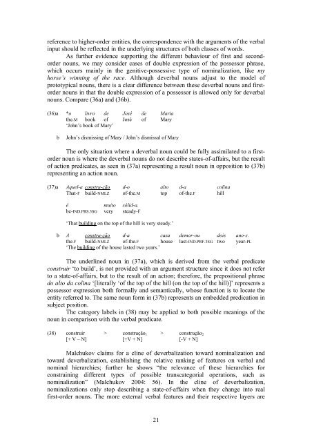 The argument structure of deverbal nouns in Brazilian Portuguese