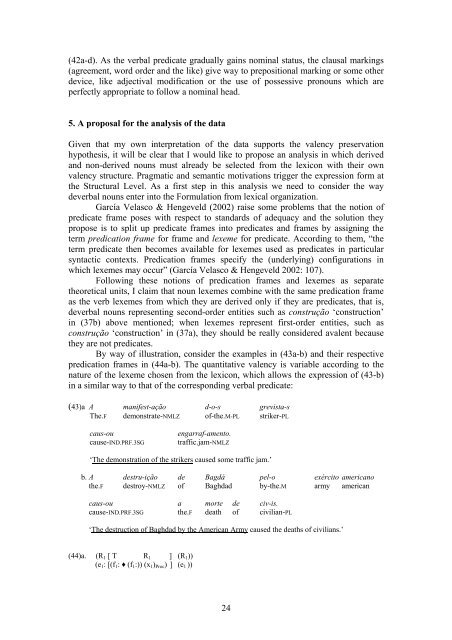 The argument structure of deverbal nouns in Brazilian Portuguese