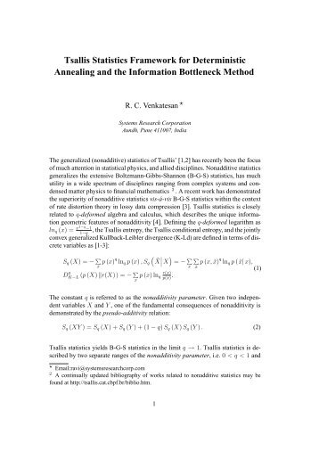 Tsallis Statistics Framework for Deterministic Annealing and the ...