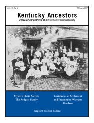 Kentucky Ancestors - Kentucky Historical Society