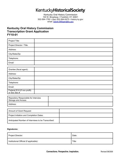 KOHC TranscriptionGrantApp_10-01.pdf - Kentucky Historical Society