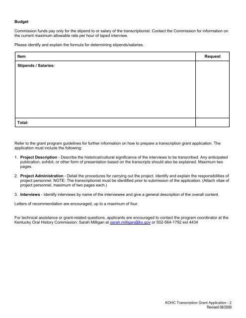 KOHC TranscriptionGrantApp_10-01.pdf - Kentucky Historical Society