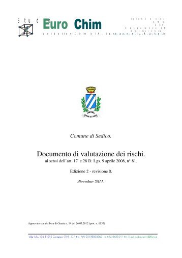 Documento di valutazione dei rischi. - Comune di Sedico