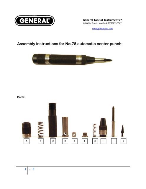 3 Assembly instructions for No.78 automatic center punch