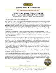 FOR IMMEDIATE RELEASE - General Tools And Instruments