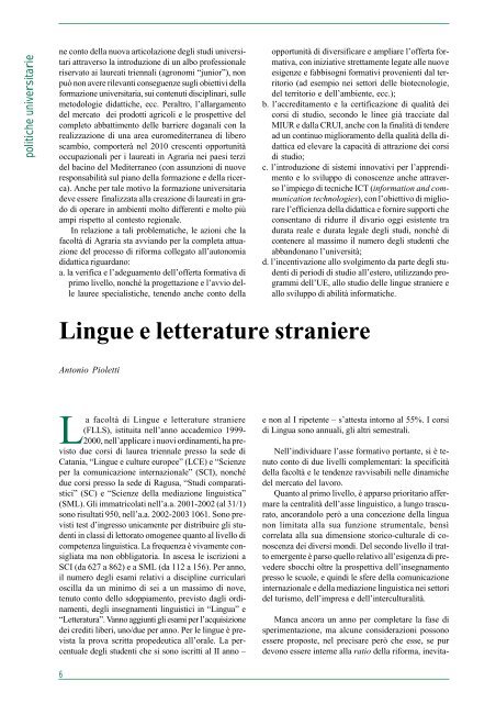 Lingue e letterature straniere - Università degli Studi di Catania