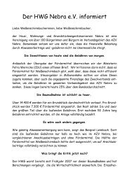 Der HWG Nebra e.V. informiert