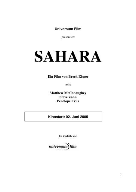 SAHARA production notes FINAL