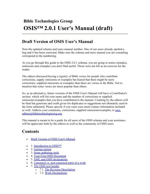 OSIS? 2.0.1 User's Manual - Web services are running on AMBIB