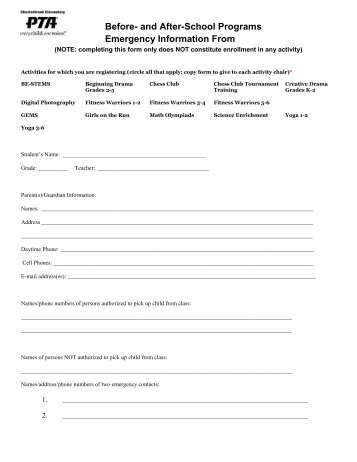 simple emergency contact form