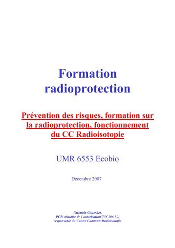 Formation radioprotection - Ecobio - Université de Rennes 1