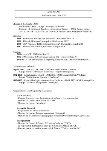 Cv2012pour page perso - Ecobio - Université de Rennes 1