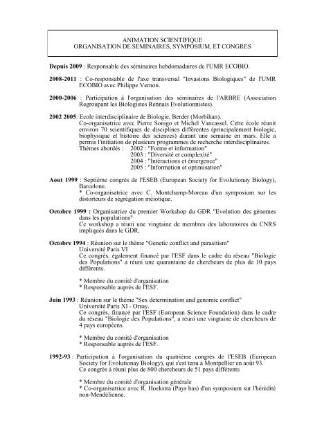 Cv2012pour page perso - Ecobio - Université de Rennes 1