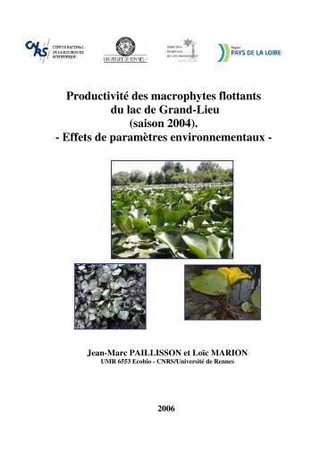 Productivité des macrophytes flottants du lac de Grand-Lieu ... - Ecobio