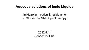 Aqueous solutions of Ionic Liquids