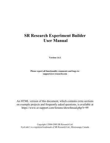 SR Research Experiment Builder User Manual