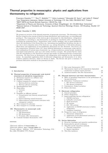 Thermal properties in mesoscopics: physics and ... - ResearchGate