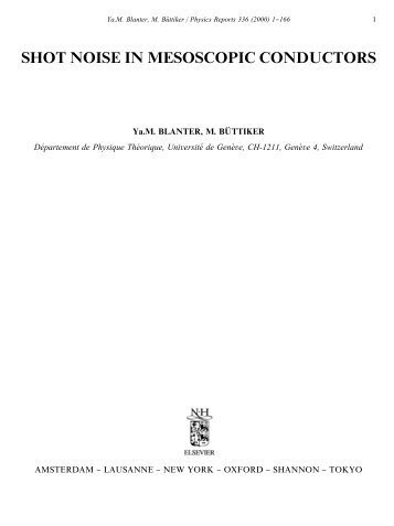 shot noise in mesoscopic conductors - Low Temperature Laboratory