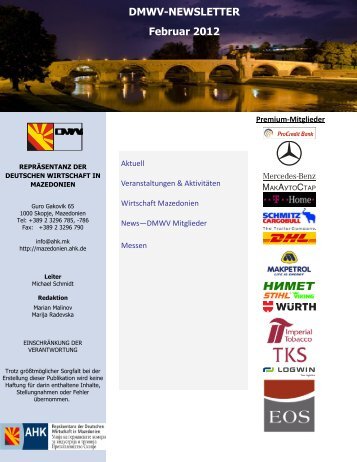 DMWV-NEWSLETTER Februar 2012 - AHK Mazedonien