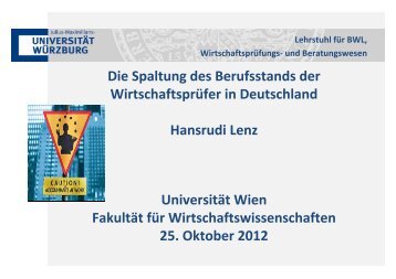 25. Oktober 2012 Professor Dr. Hansrudi Lenz - Lehrstuhl für ...