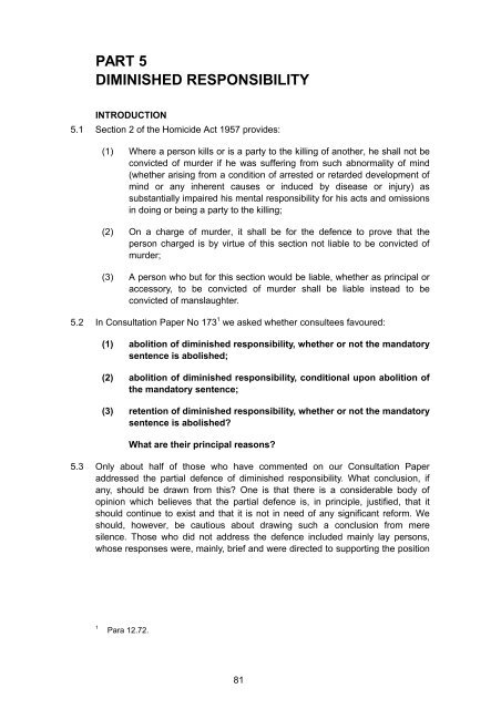 lc290 Partial Defences to Murder report - Law Commission