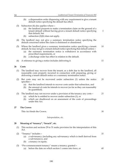 Termination of Tenancies for Tenant Default - Law Commission