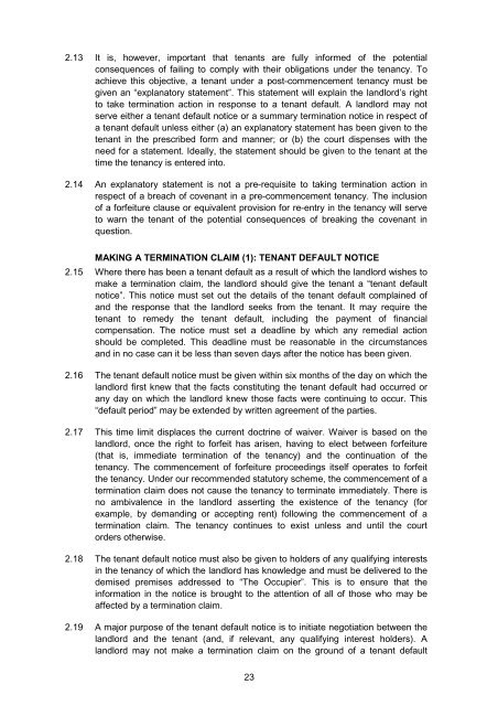 Termination of Tenancies for Tenant Default - Law Commission