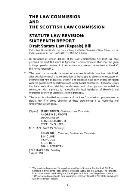 STATUTE LAW REVISION: SIXTEENTH ... - Law Commission